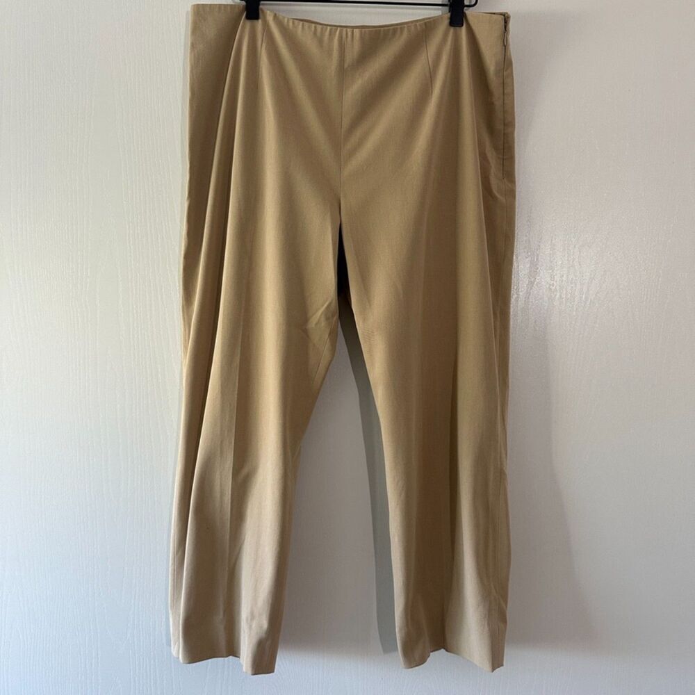 Elie Tahari Womens Juliette Cropped Pants Beige Khaki Career Cotton Blend Sz 14
